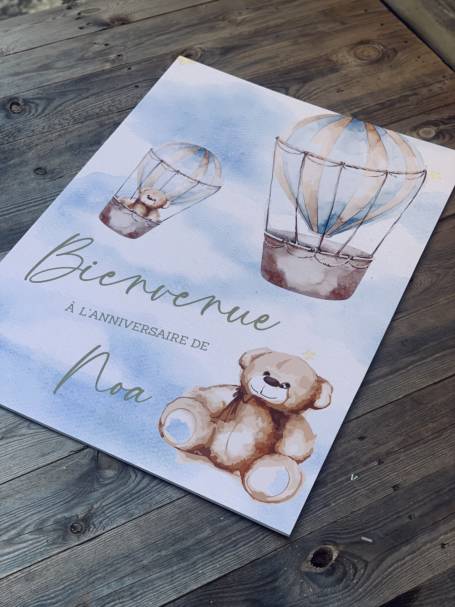 Panneau de Bienvenue pour anniversaire thème nounours