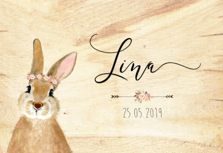 détail couvercle coffre naissance thème lapin lapine